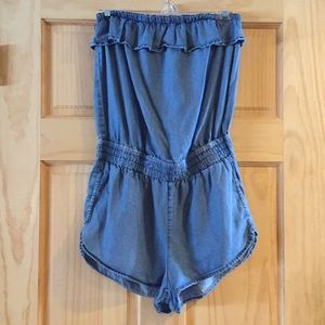 Jean strapless romper
