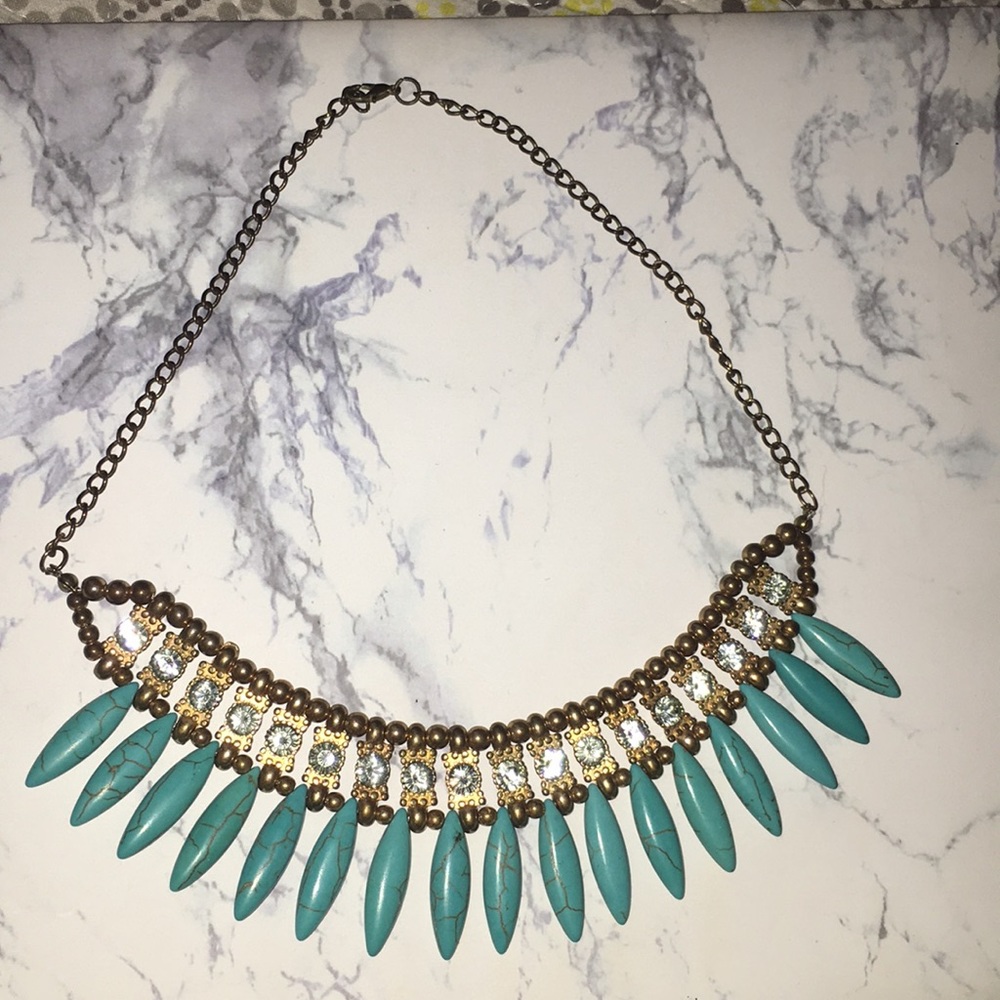 Teal Marbled Necklace