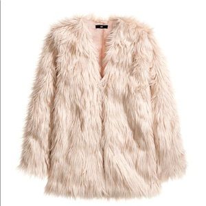 H&M pale pink shaggy fur jacket