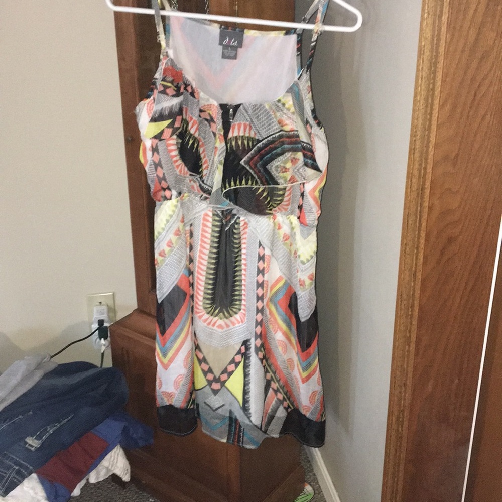 Multi colored summer zipper top with ruffle dress