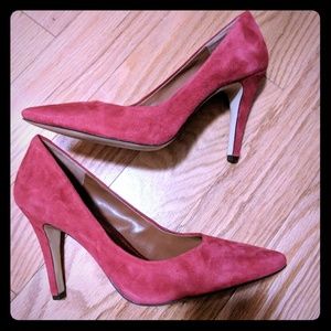 Red Suede Pointy Toe Banana Republic Heels