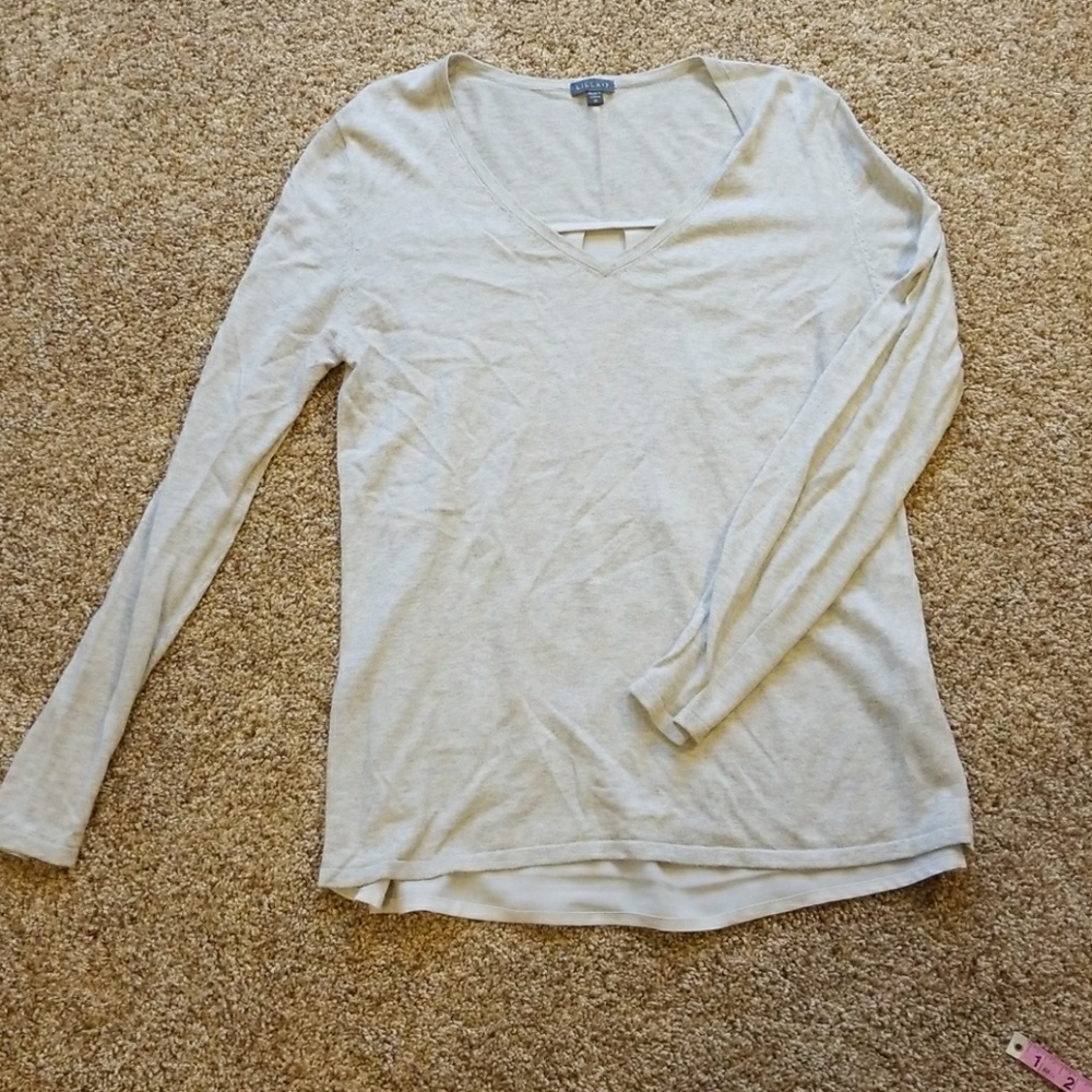 Lilla P v neck sweater with draped back
