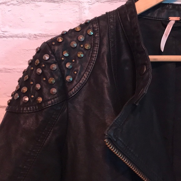 Studded vegan leather moto jacket from Free People - Picture 3 of 7