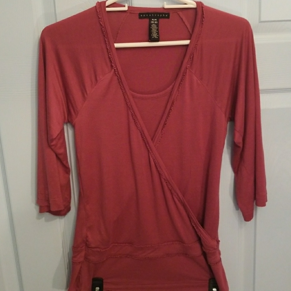 Apostrophe 3/4 sleeve layered blouse