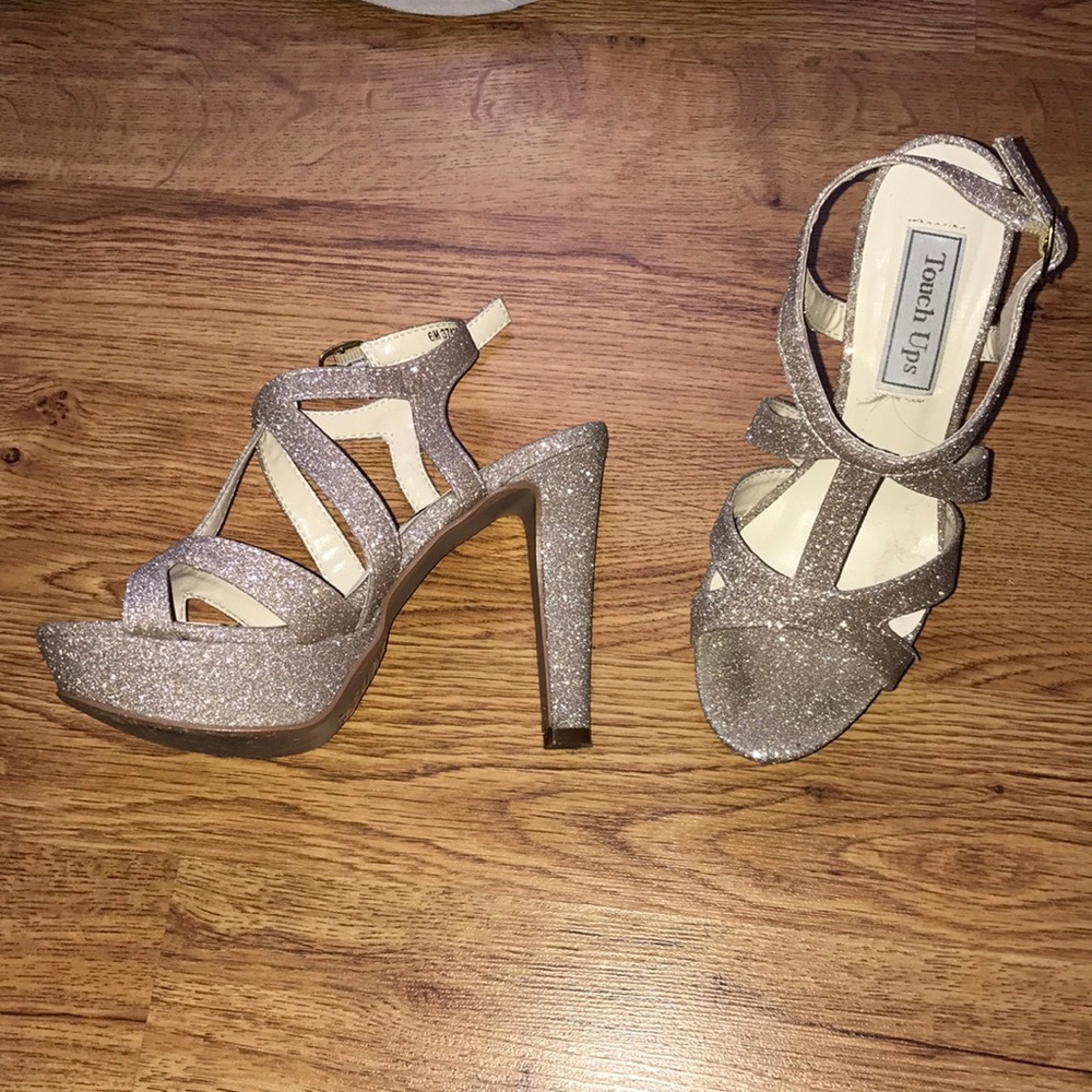 Gold sparkly platform heels