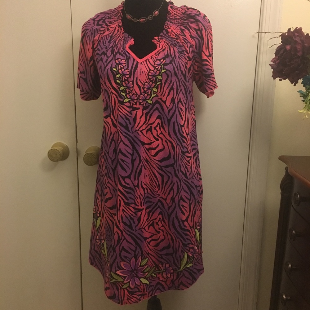RU Pink/Purple Zebra Print Dress, Size Large