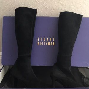 Stuart Weitzman Benefit Black Suede Boots 7.5M