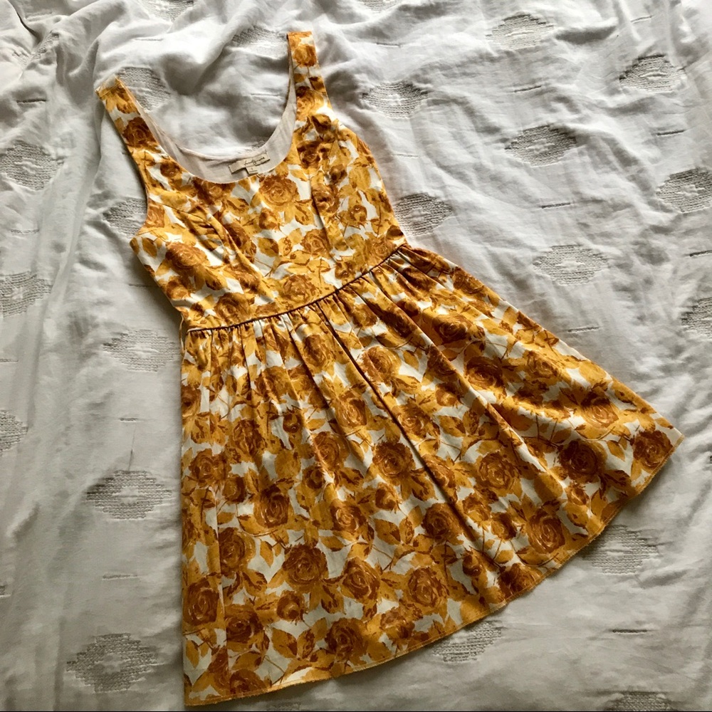 FOREVER 21 yellow floral tea time dress