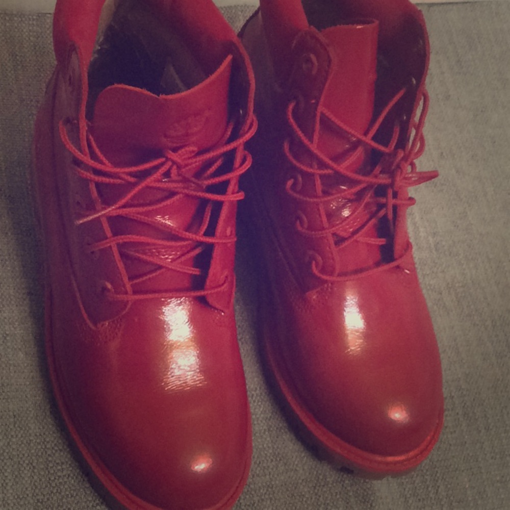 Red Timberland boots (worn once)
