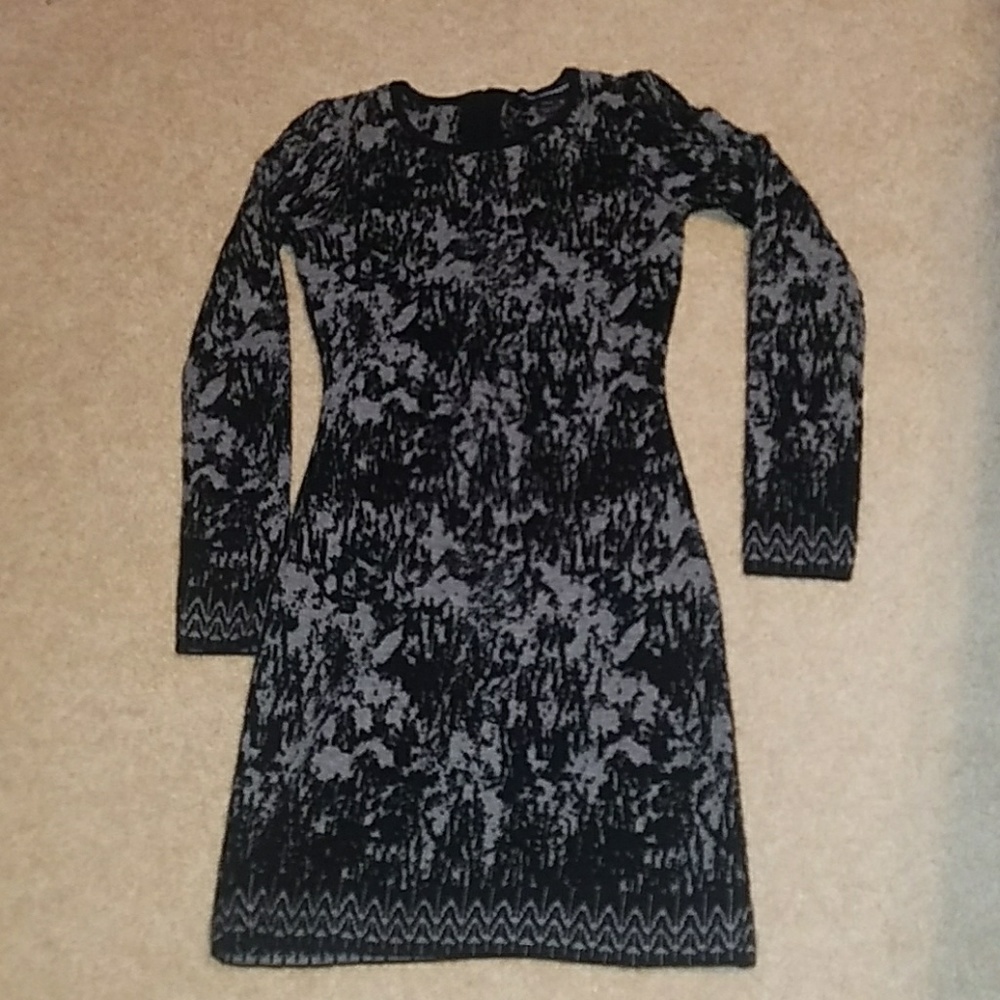 French Connection Black Gray Angora Mini Dress.