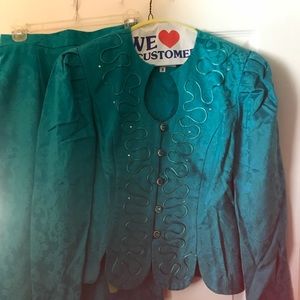 Turquoise skirt and jacket. Worn once