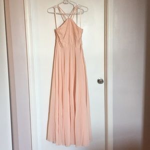 Light Pink Gown with Lace Top and Crossback