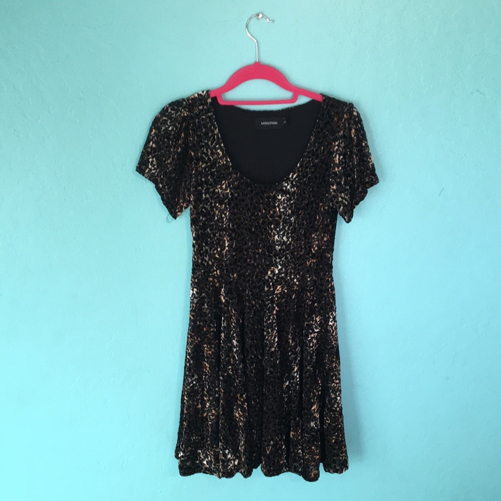 Velvety Skater Dress with Muted Animal Print