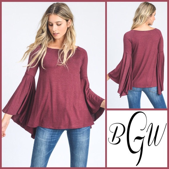 5🌟Long Sleeve Dramatic Bell Sleeve Top - Picture 6 of 8