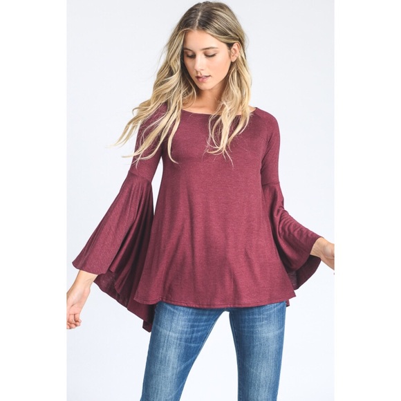 5🌟Long Sleeve Dramatic Bell Sleeve Top - Picture 2 of 8