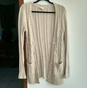 Beige knit long cardigan
