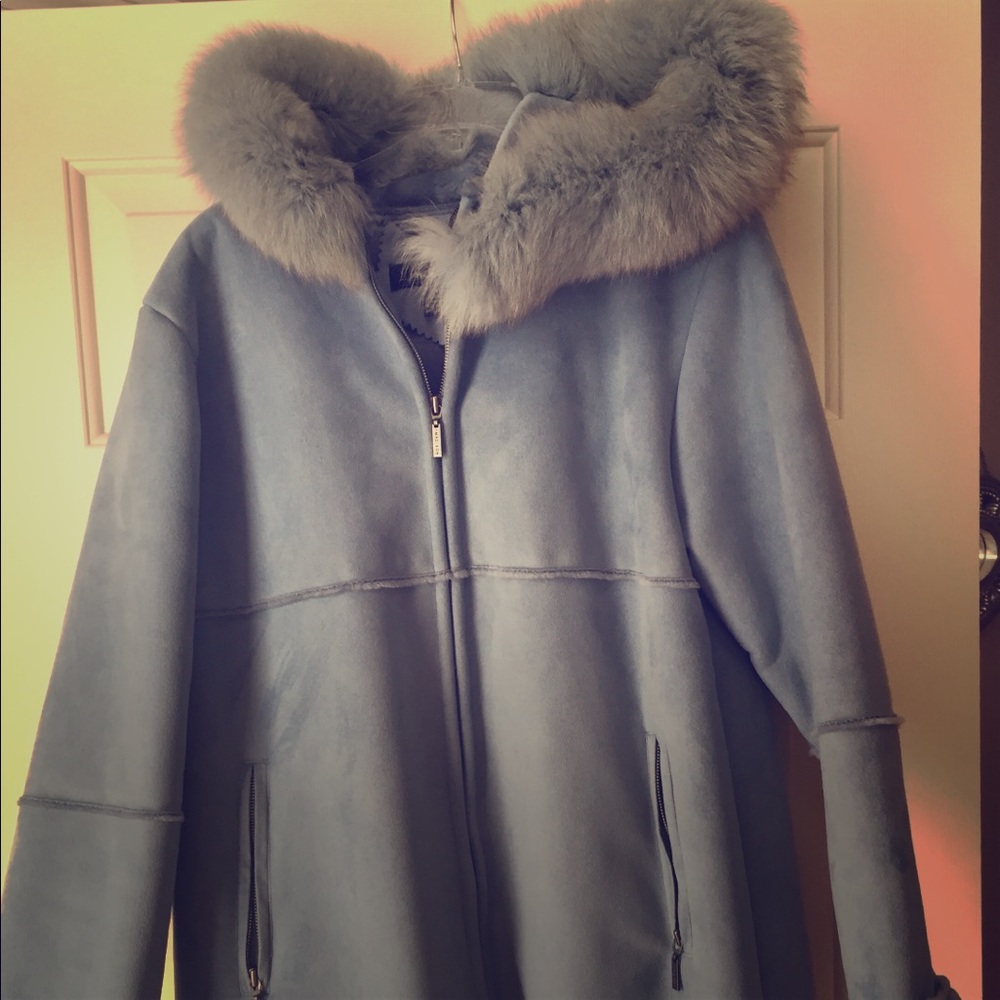 Gorgeous Blue Suede Coat