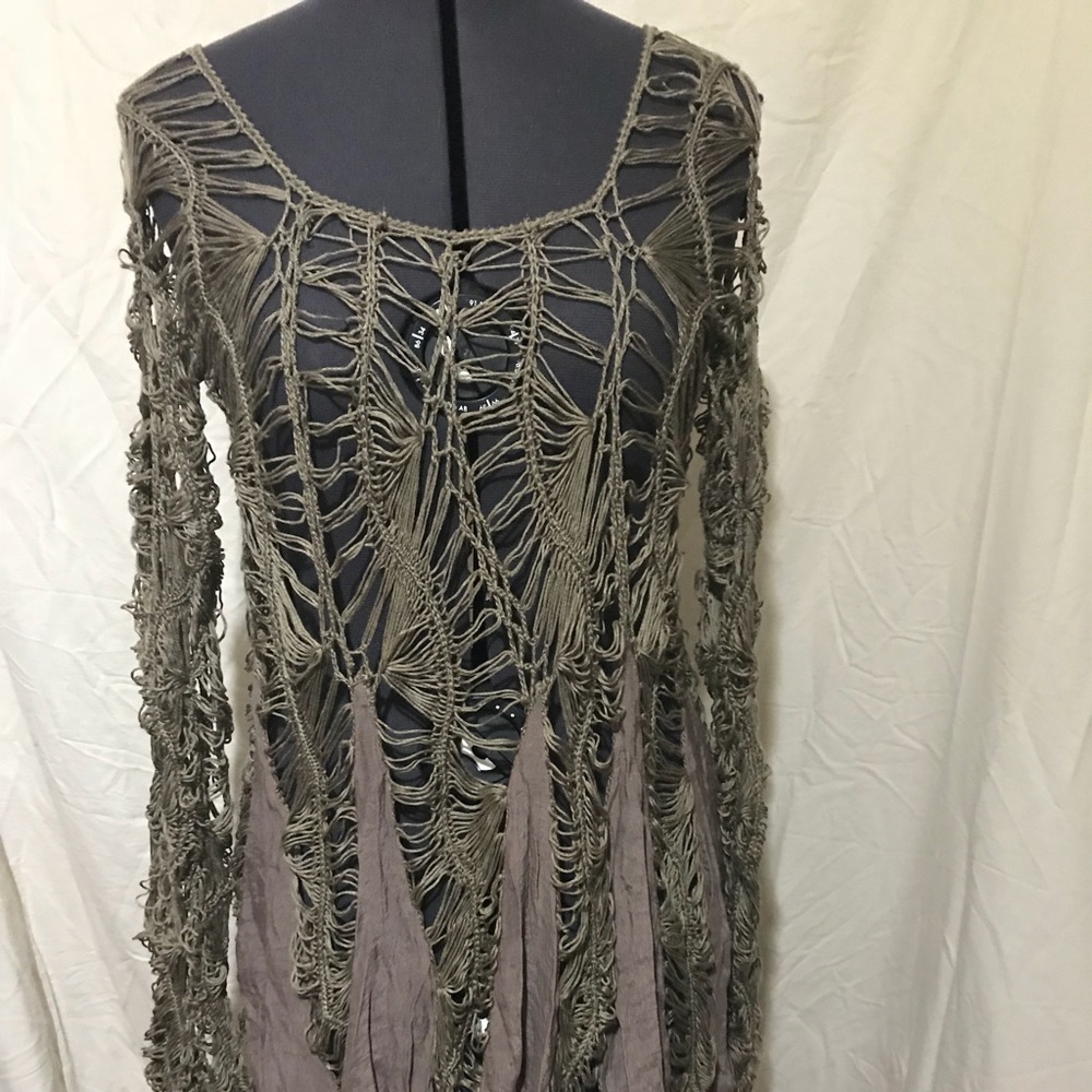 Long sleeved crochet over shirt