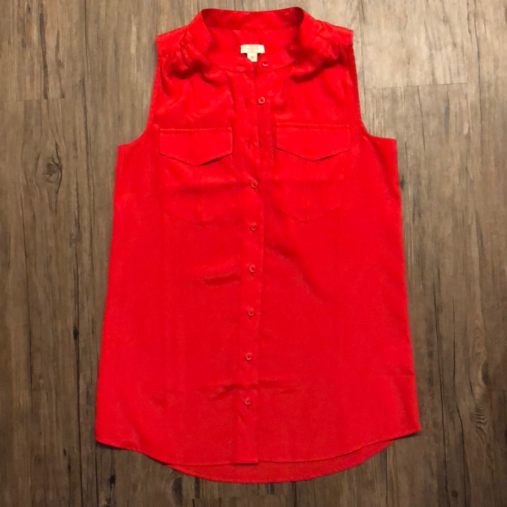 Red J. Crew button-up blouse