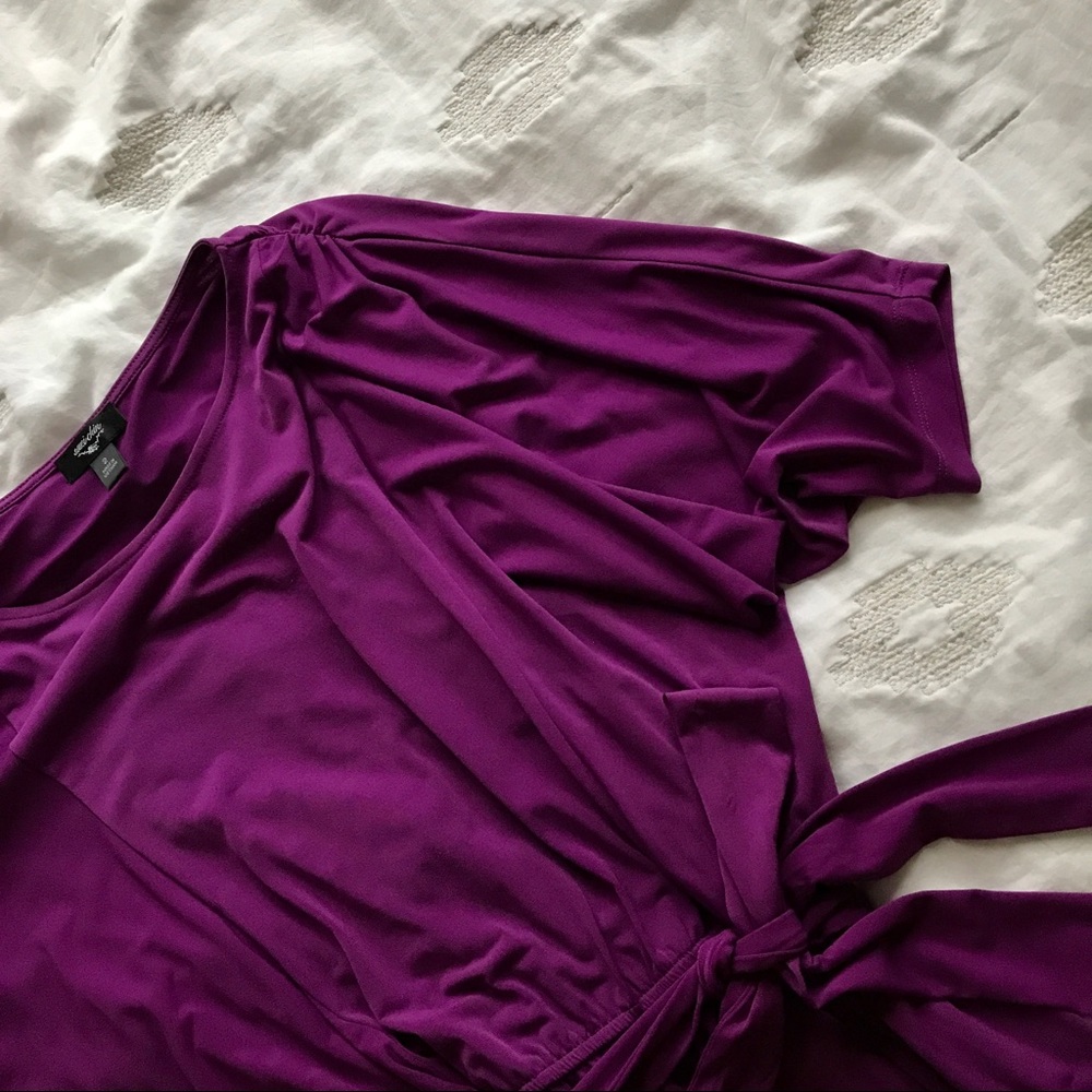 SUZI CHIN purple dolman sleeve cocktail dress