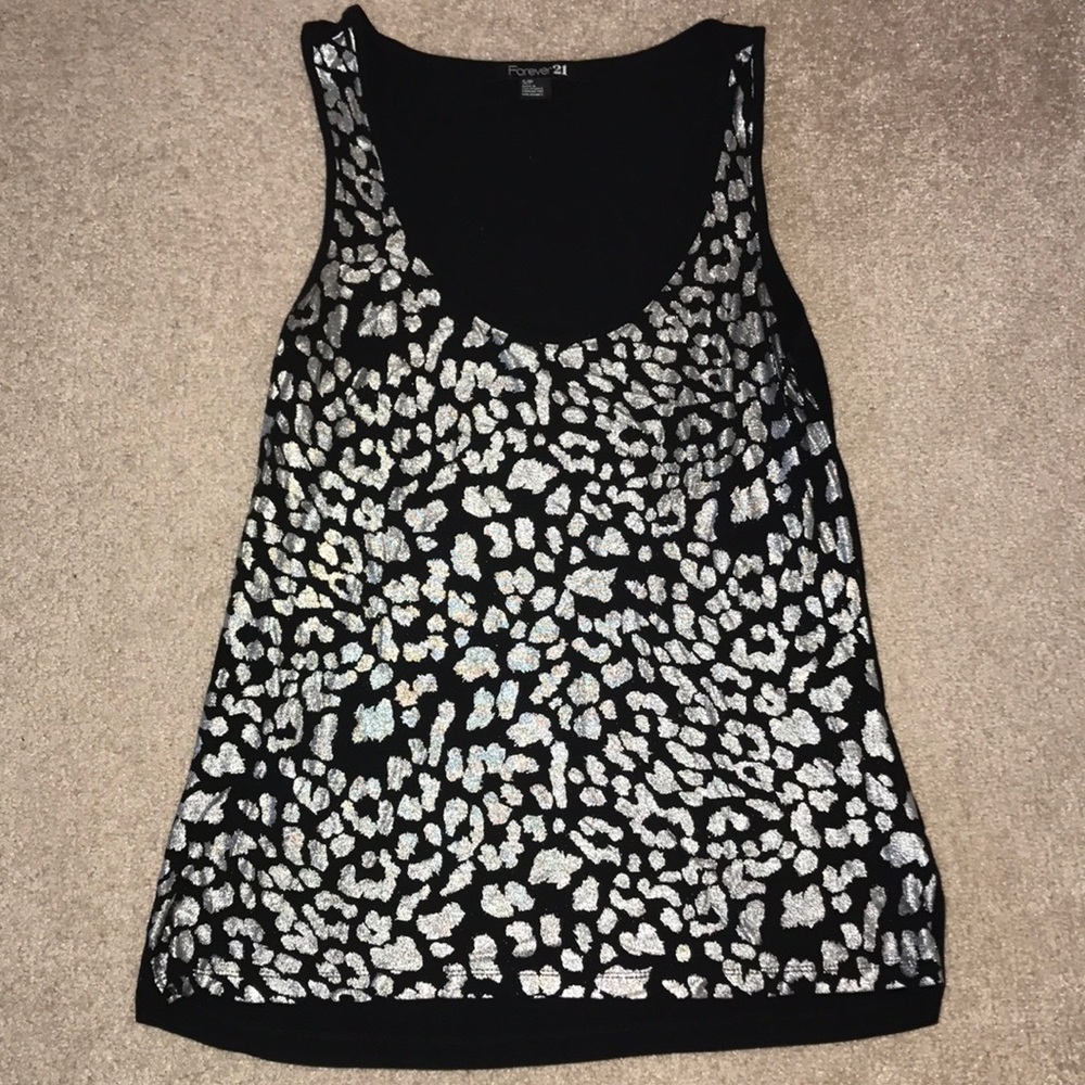 Forever 21 Silver Cheetah Print Tank, SM