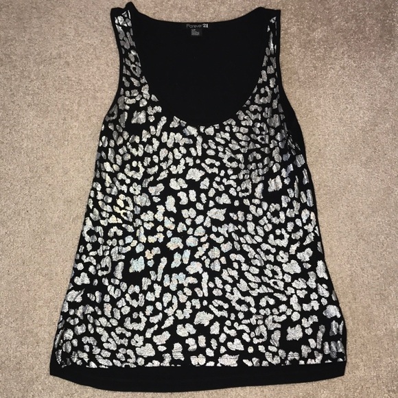 Forever 21 Silver Cheetah Print Tank, SM - Picture 1 of 5