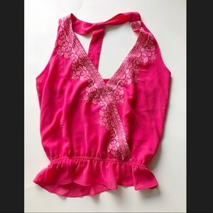 Pink embroidered tank top size S