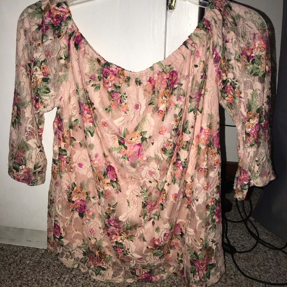 Over the shoulder lace shirt