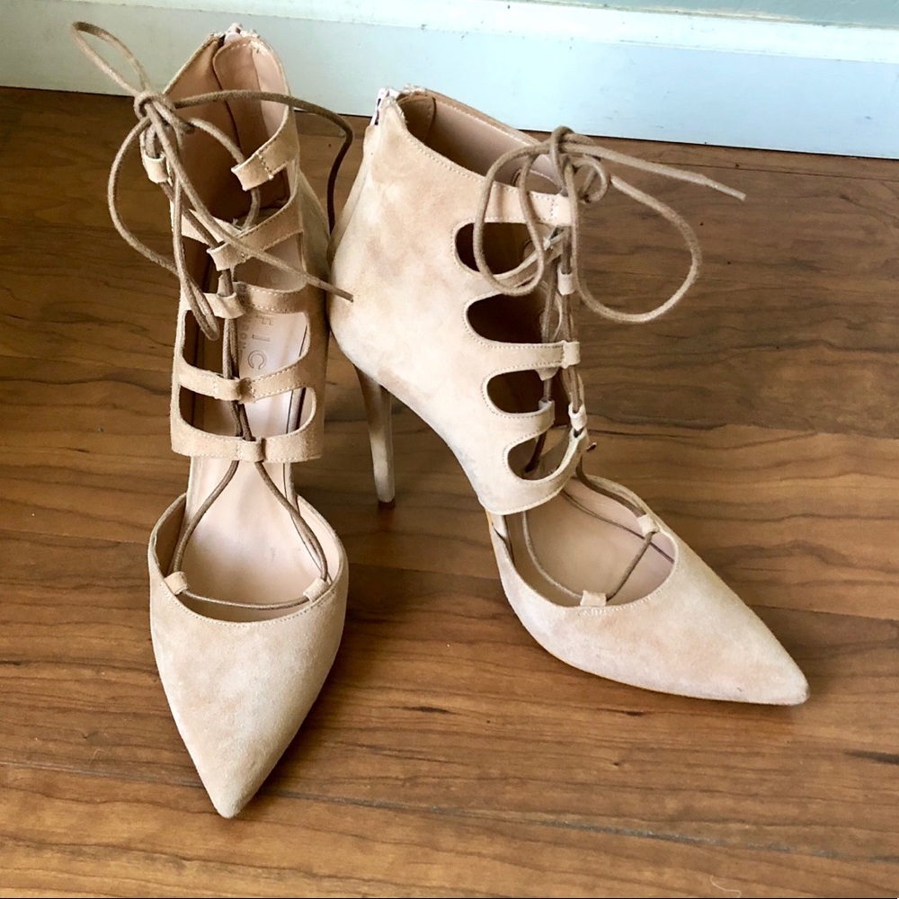 🎀Top Shop faux suede pointed toe lace up pumps 🎀