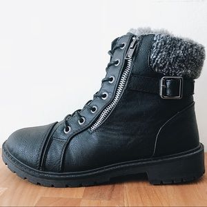 Black Fur-Lined Ankle Boots
