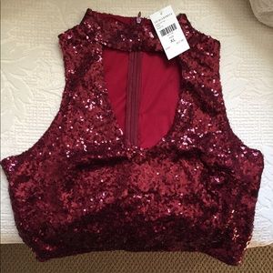 Studio 54 Sequined red top