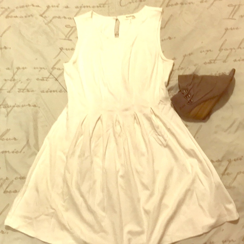 Eggshell Monteau Pleated Dress