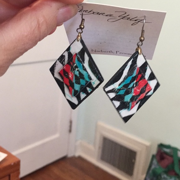 One of a kind dangling earrings hand painted NEW! - Picture 2 of 2