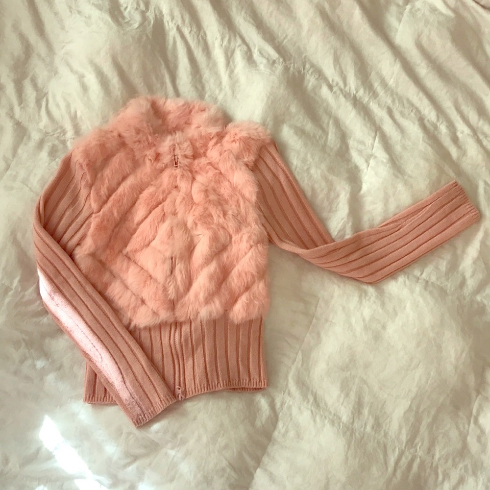 Pink Rabbit Fur Sweater