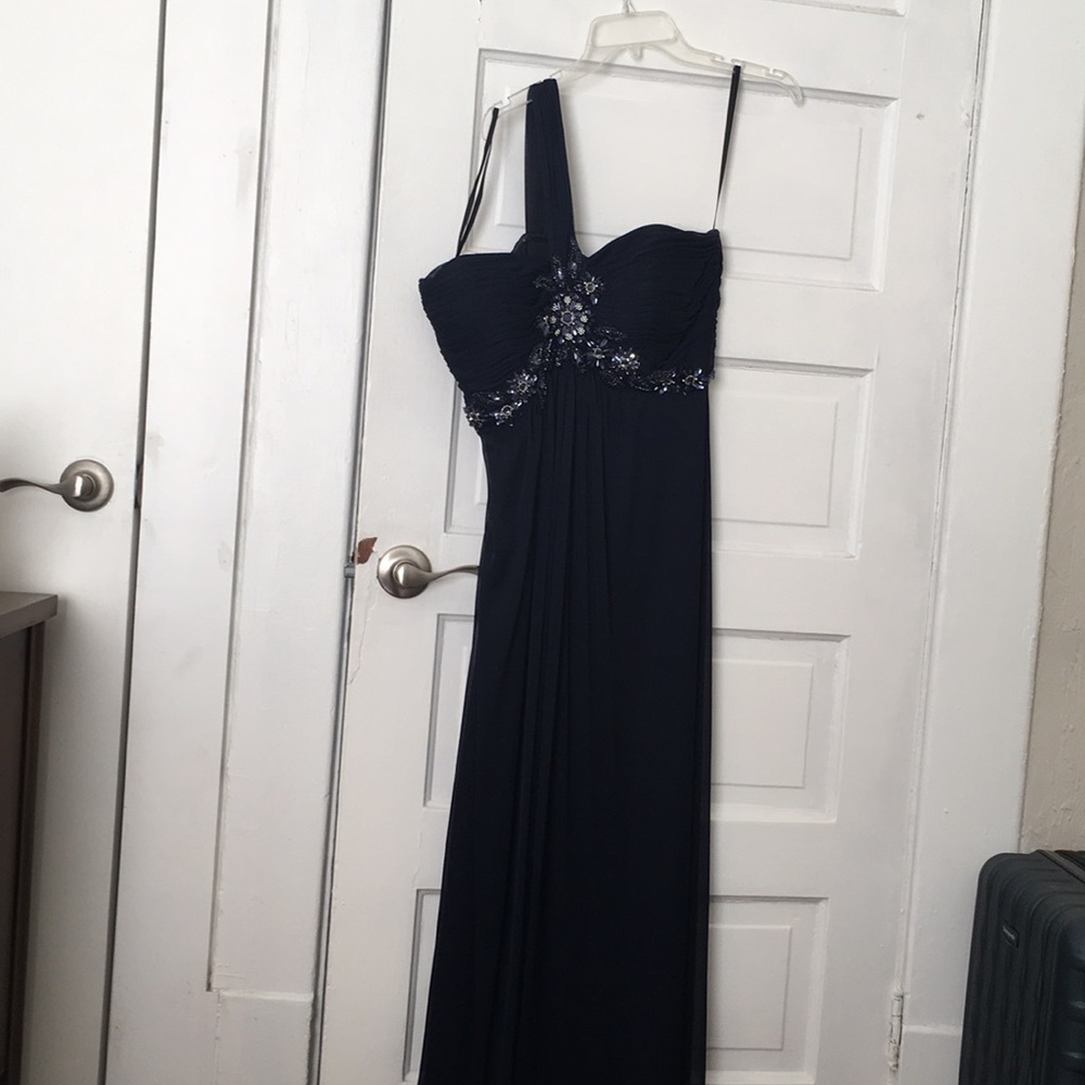 One strap jeweled formal dress - navy