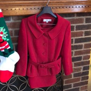 Tahari Red belted Skirt Suit so sharp