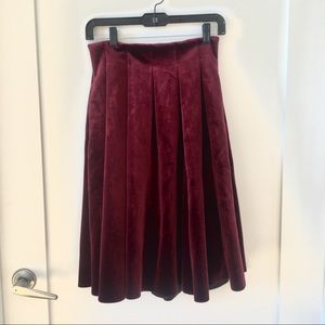 Maje Velvet pleated burgundy skirt