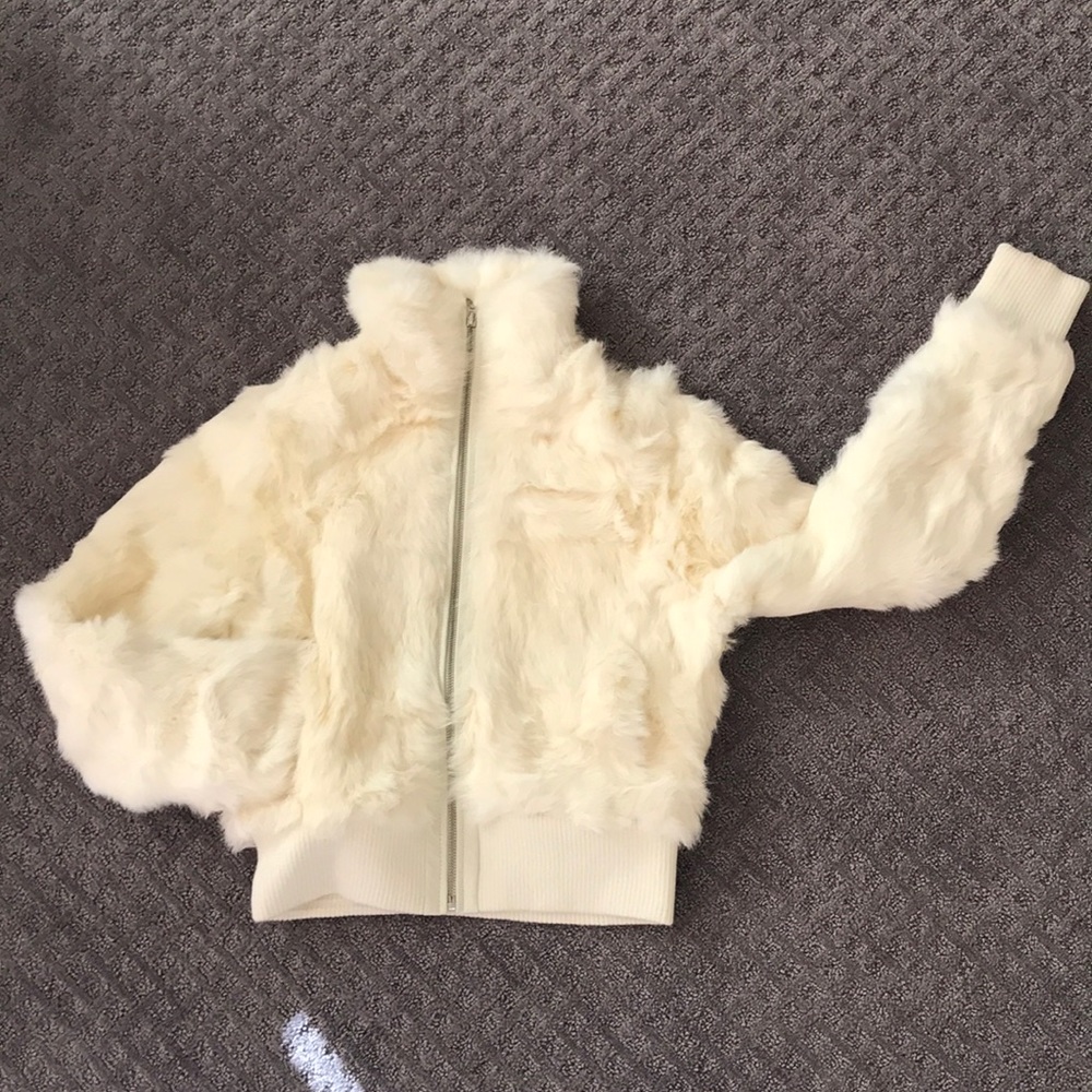 White rabbit fur jacket