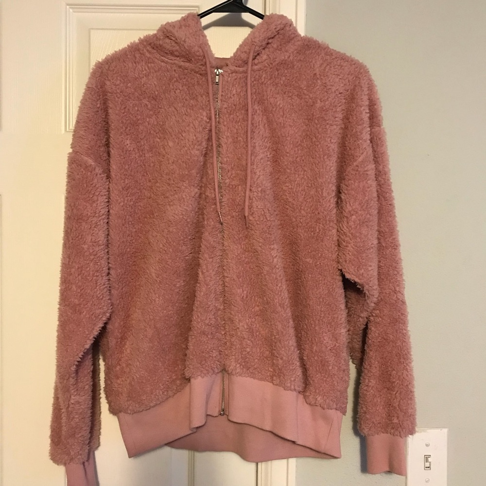 Blush Pink Fluffy Jacket, only worn once!