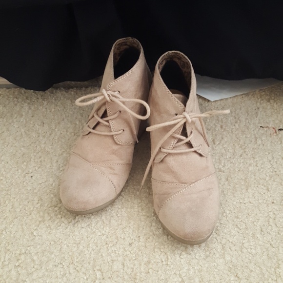 Macy's Shoes - Light Tan Suede Short Wedge Boots