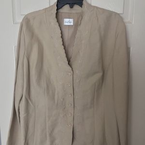 Linen embroidered blazer