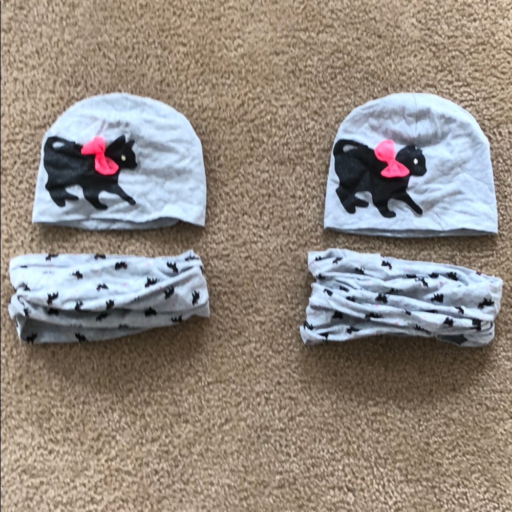 Girls matching hat and tube scarf set.