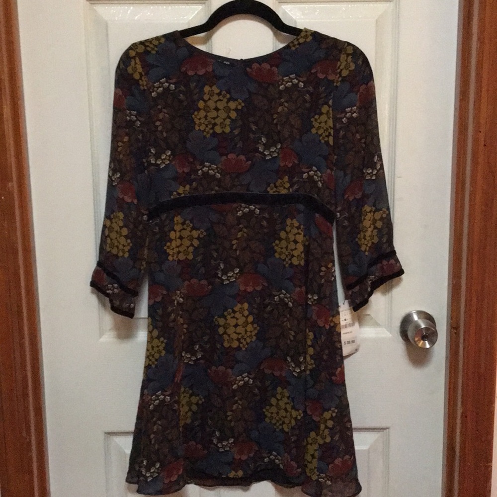 NWT Zara Floral Dress with Velvet Detail