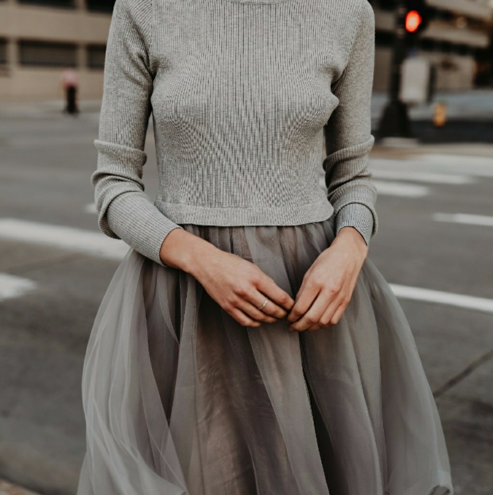 Tranquil Moments gray tulle skirt dress
