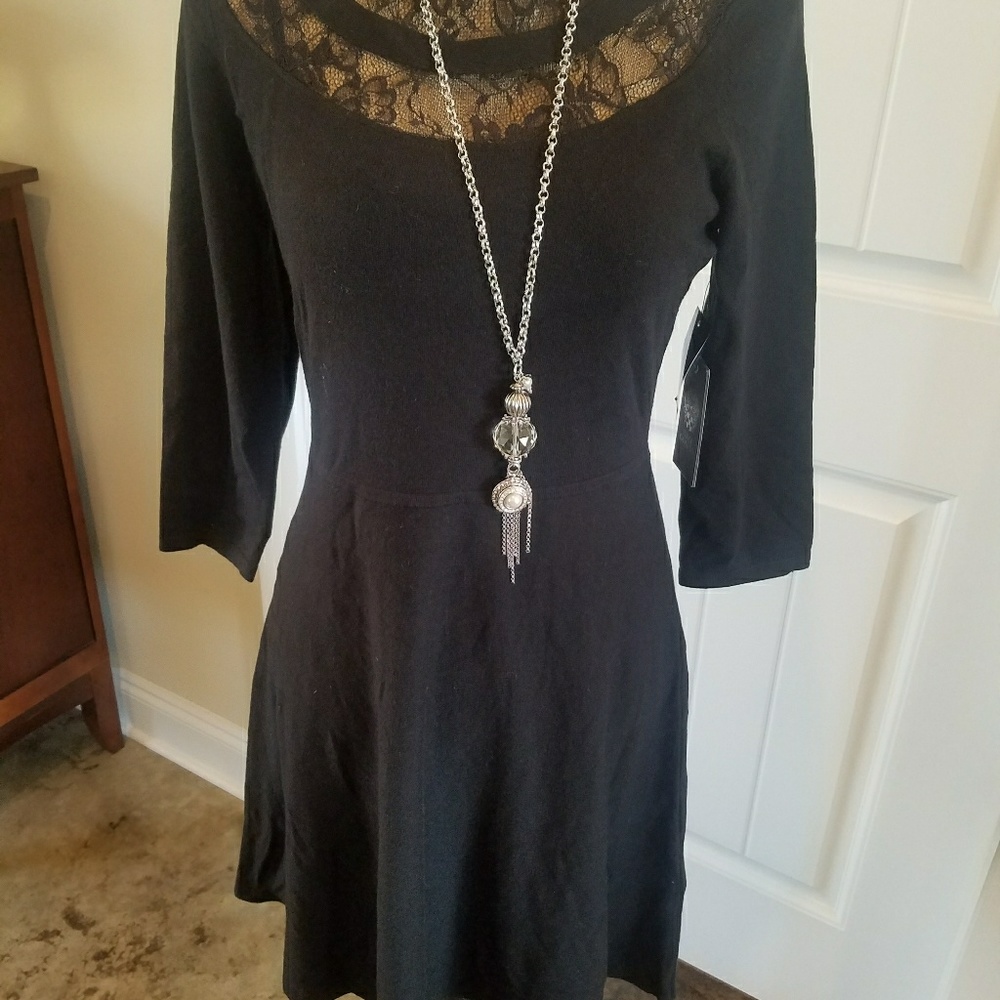 NWT Vince Camuto black dress with lace classic