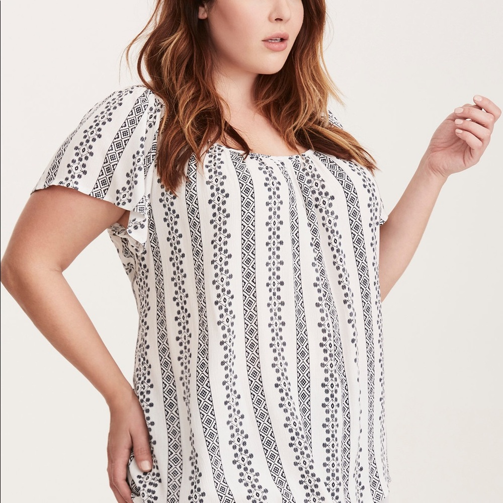 Torrid Embroidered Gauze Cross-back Blouse 3X