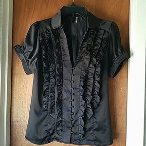 Black Ruffle Blouse
