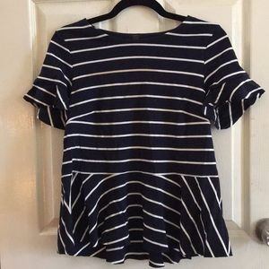 J Crew Striped Peplum Tee