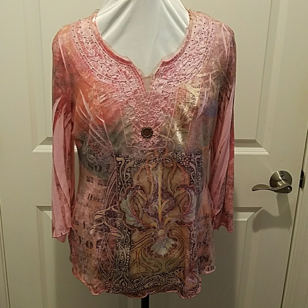 Dress Barn Pink Multi Blouse