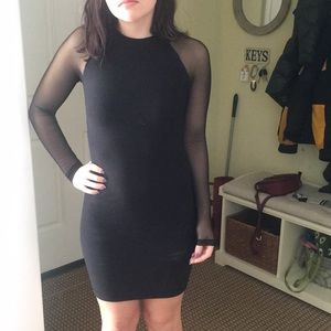 Bebe bodycon dress with sheer sleeves